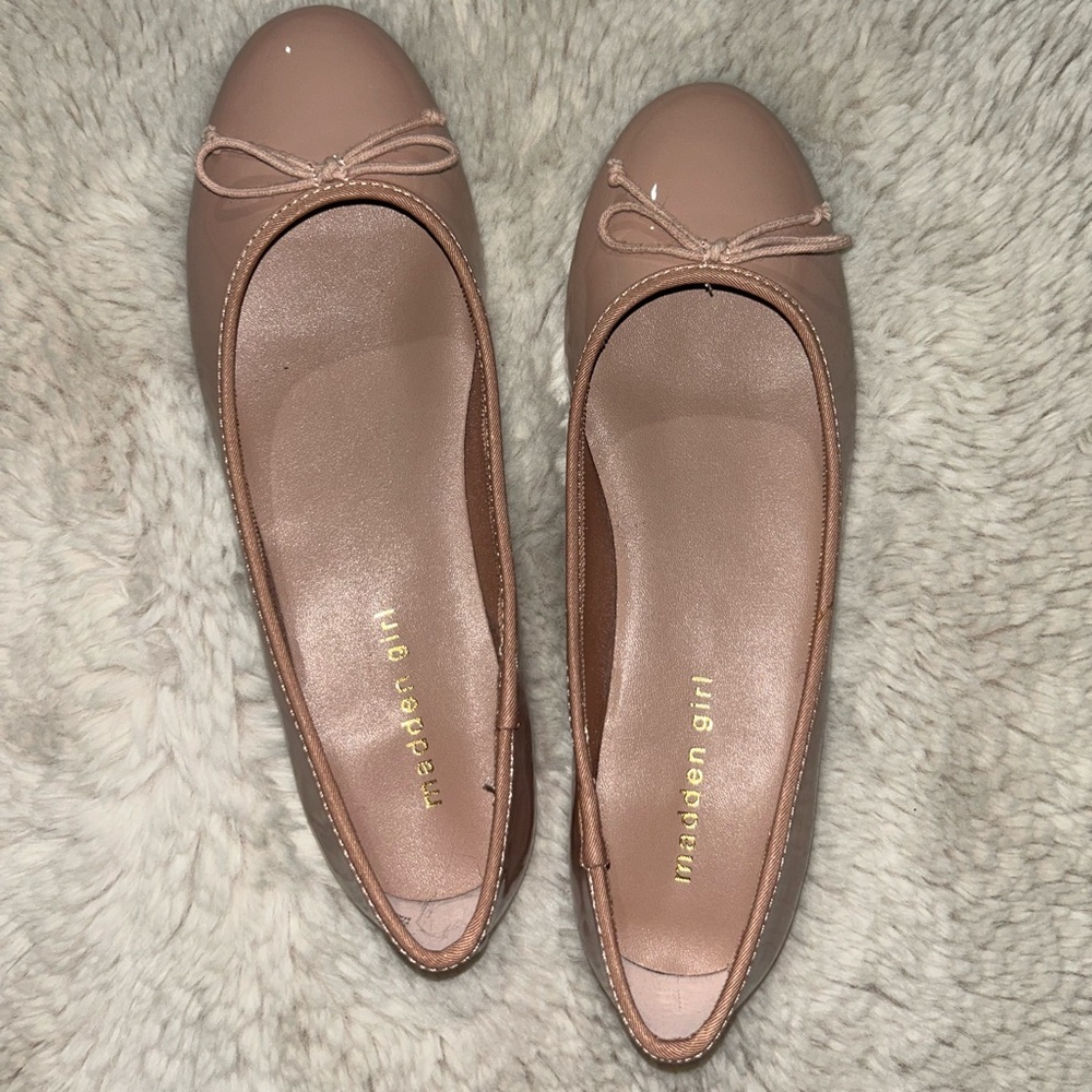 Madden Girl Nude Ballet Flats with Bow Detail